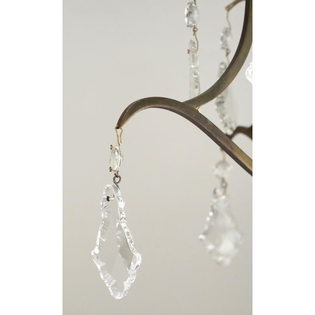 Mid 20th Century Reclaimed Brass Crystal Central Cluster Chandelier For Sale - Image 4 of 10
