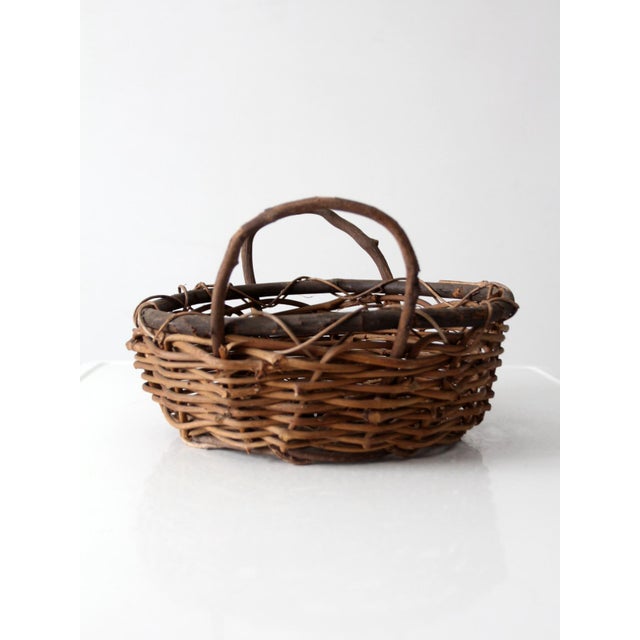 Vintage Handwoven Vine Basket With Handles For Sale - Image 6 of 14
