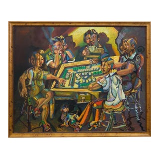 Late 20th Century Cubist Mahjong Original Painting For Sale