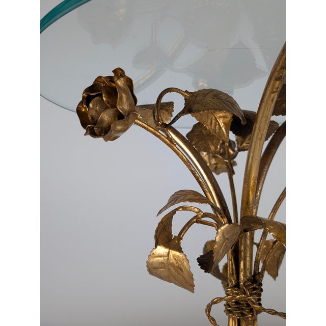 Mid-Century Modern Gilt Metal Floral Rose Side Table, 1970s For Sale - Image 15 of 18