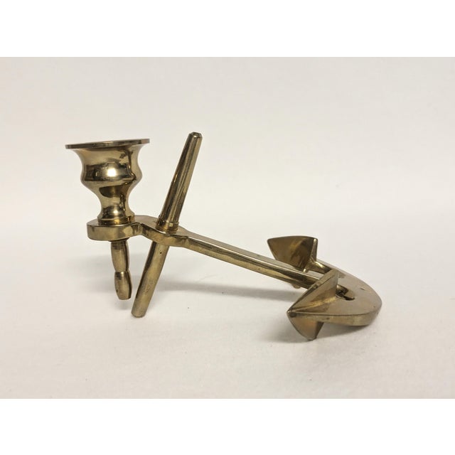 Mid-Century Modern Vintage Brass Anchor Candle Holder For Sale - Image 3 of 6