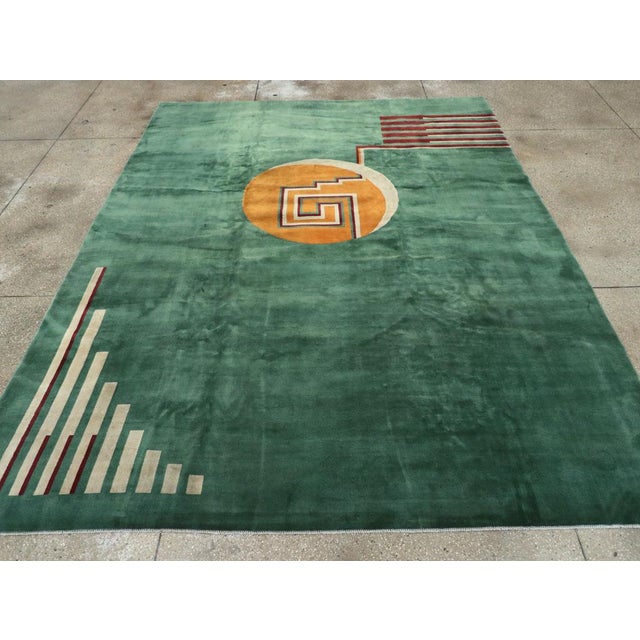 Galerie Shabab Collection Mid-20th Century Chinese Art Deco Room Size Carpet For Sale - Image 4 of 10