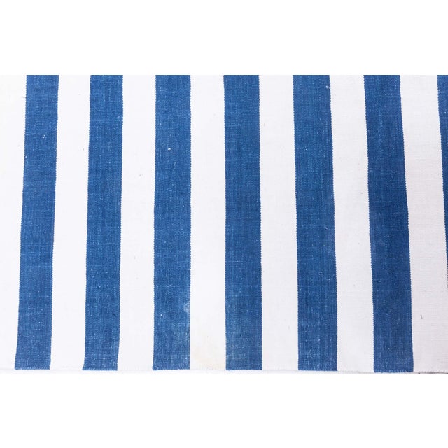 Mid 20th Century Doris Leslie Blau Vintage Indian Dhurrie Striped Rug For Sale - Image 5 of 8