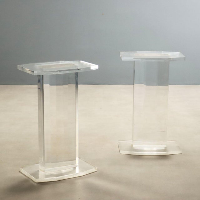 Vintage Acrylic Glass Columns, 1980s, Set of 2 For Sale - Image 12 of 12