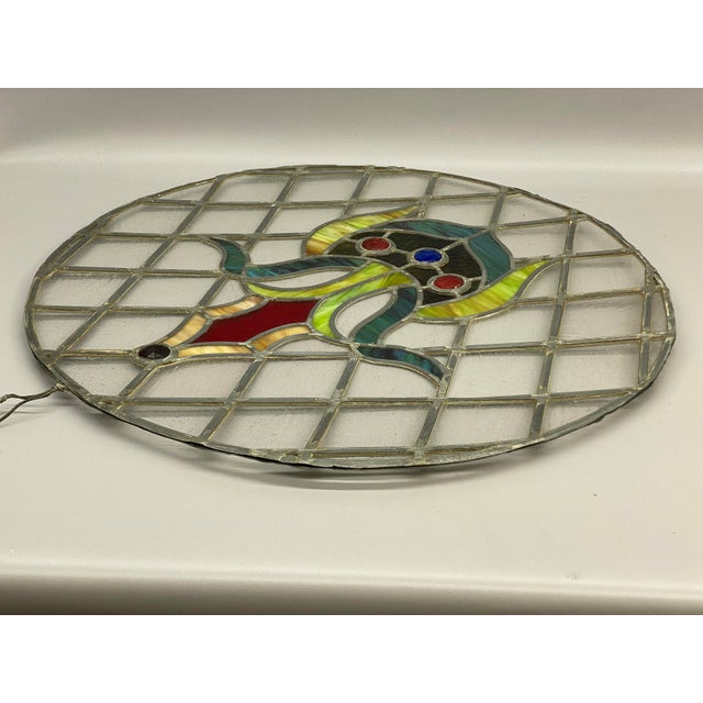 Victorian Late Victorian Slag and Faceted Jeweled Glass Rondel For Sale - Image 3 of 14