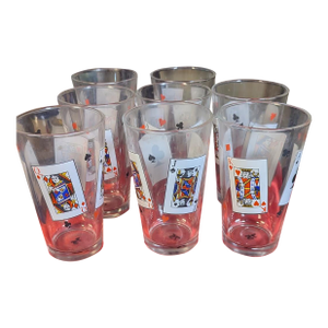 Vintage Playing‑Card Pint Glass Set of 8