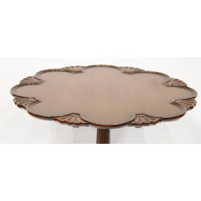 Kittinger Mid 20th Century Kittinger Shell Carved Chippendale Mahogany Tilt Top Table Ball & Claw "Rare" For Sale - Image 4 of 9