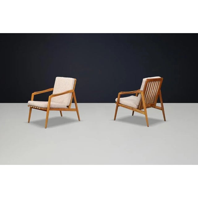 Mid-Century Lounge Chairs in French Ash with New Teddy Upholstery, 1960s, Set of 2 For Sale - Image 3 of 11