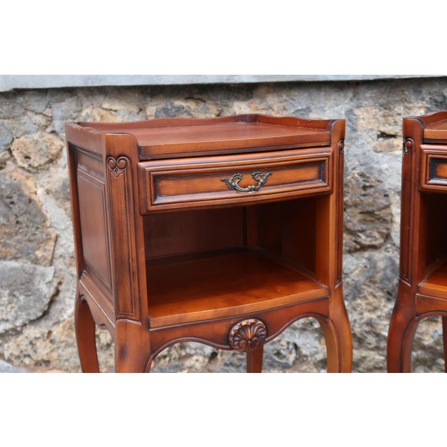 Pair of French Louis XV Style Side Tables Nightstands For Sale In Los Angeles - Image 6 of 15