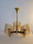 1970s French Space Age Amber Glass & Brass Chandelier Set by Michel Dumas - a Pair For Sale - Image 4 of 15