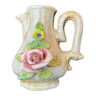 Vintage Italian Hand Painted Capodimonte Style Flower Pitcher Vase For Sale