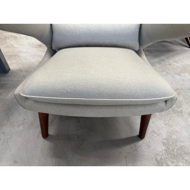 Early 20th Century Hans Wegner Papa Bear Chair and Ottoman by AP Stolen Reupholstered For Sale - Image 16 of 17
