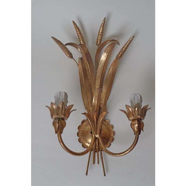 Metal Hollywood Regency Golden Wall Lamp with Wheat Ears from Hans Kögl, 1960s, Set of 2 For Sale - Image 7 of 12