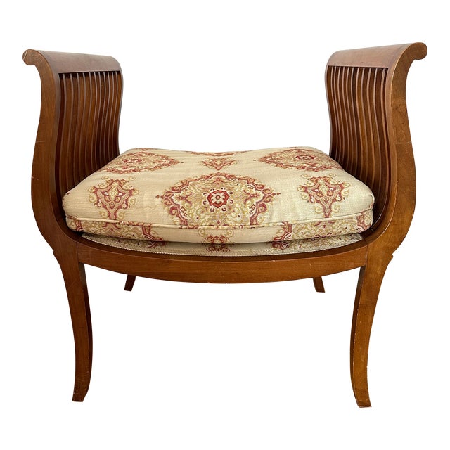 Mid 20th Century Curved Slated Side Upholstered Seat/Bench For Sale