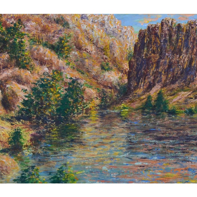 Vintage Utah Desert Range Landscape Painting, Oil on Canvas For Sale In Monterey, CA - Image 6 of 8