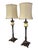 1970s Pair of Vintage Neoclassical Table Lamps With Ornate Metal Bases and Fabric Shades For Sale In Seattle - Image 6 of 11