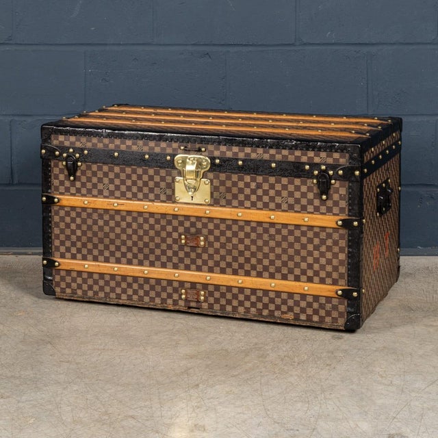 A classic and highly collectible louis vuitton steamer trunk dating to the late 19th / early 20th century, finished in the...