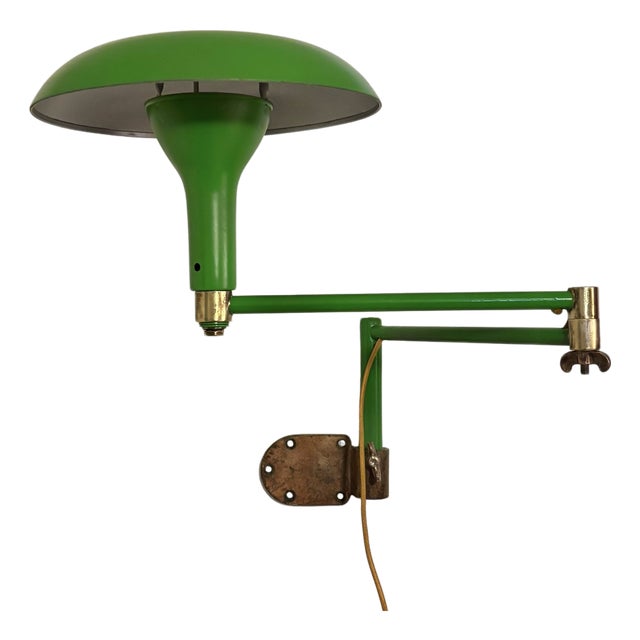 Modernist Adjustable Wall Lamp in Steel and Brass from Upsala Armaturfabrik, Sweden, 1940s For Sale