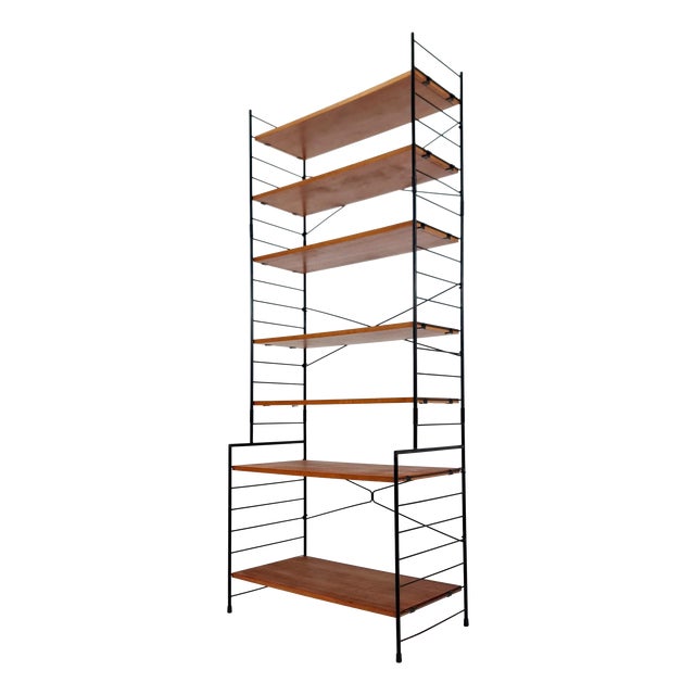 Vintage String Bookshelf in Walnut from WHB Germany, 1950s For Sale