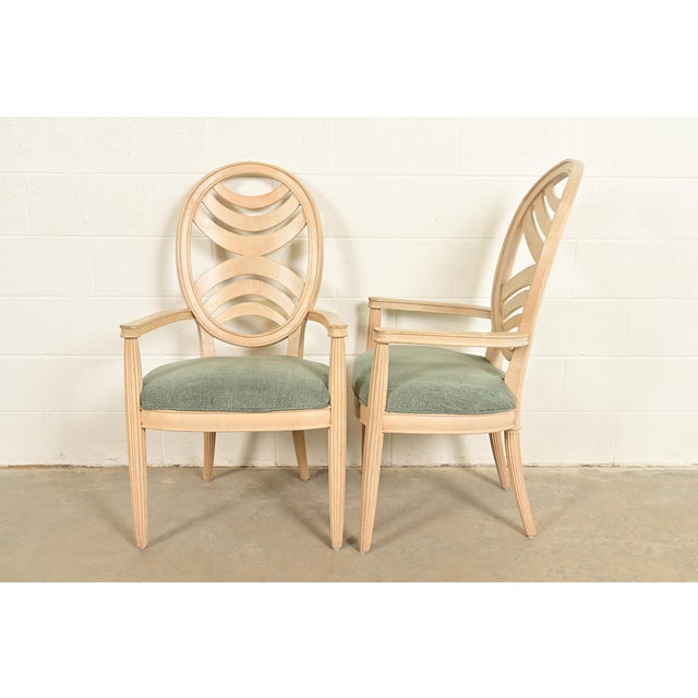 Henredon Modern Art Deco Carved Oak Armchairs, Pair For Sale - Image 11 of 16
