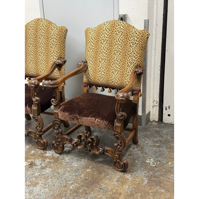 Chocolate Provasi Bespoke Baroque Carved Wood Armchairs, Pair For Sale - Image 8 of 12