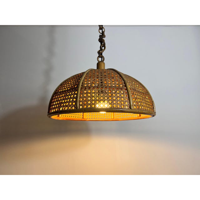 Mid-Century Modern Midcentury Wooden Bamboo Pendant Lamp, Italy, 1960s For Sale - Image 3 of 11