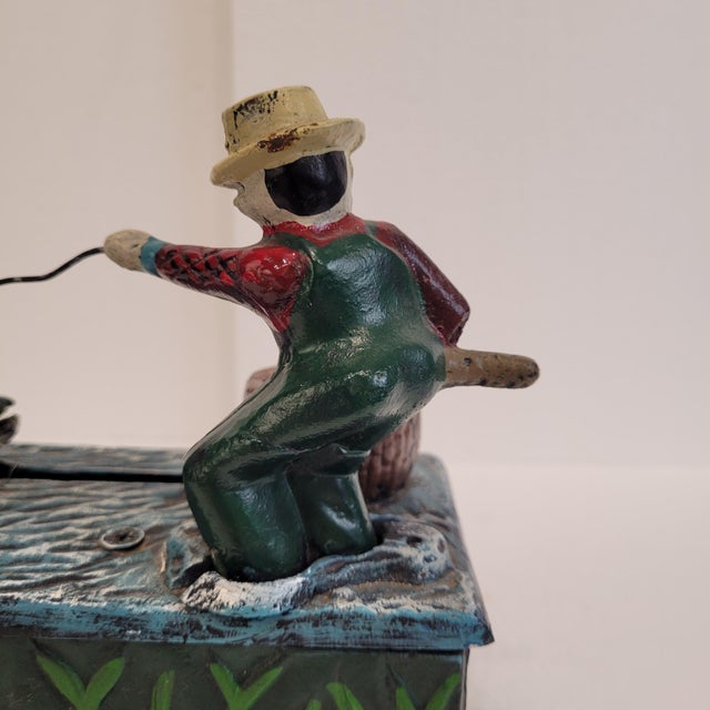 Mechanical Cast Iron Fisherman Money Box, USA, 1950s For Sale - Image 12 of 18