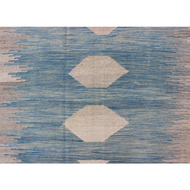 Blue 2020s Modern Tribal Kilim in Shades of Blue's and Gray's For Sale - Image 8 of 12