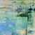Monoprint on archival paper. A layered field of blues, greens, and soft aquas suggests an abstracted landscape where color...