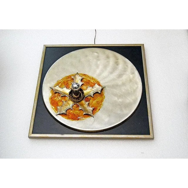 - Wall lighting panel with base in lacquered wood and sculpture in carved aluminum - Italian handmade production of the...