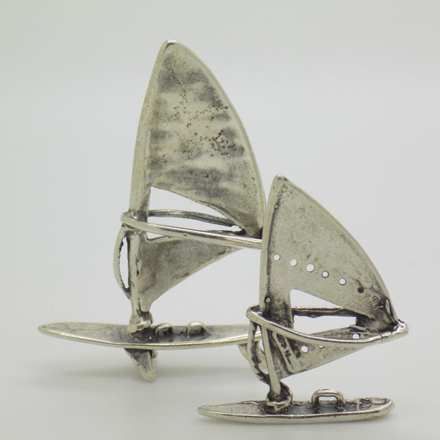 Vintage Italian Handmade Genuine Silver Windsurf Dollhouse Miniatures Figurines For Sale - Image 6 of 9