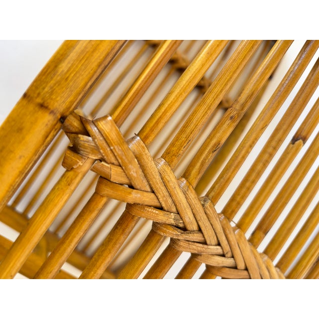 Vintage Bent Bamboo & Rattan Magazine Rack With Hand-Braided Wicker, Mid-Century For Sale - Image 13 of 13
