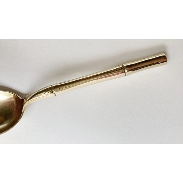 Traditional Vintage Star of Siam Faux Bamboo Bronzeware Teaspoons, Set of 6 For Sale - Image 3 of 4