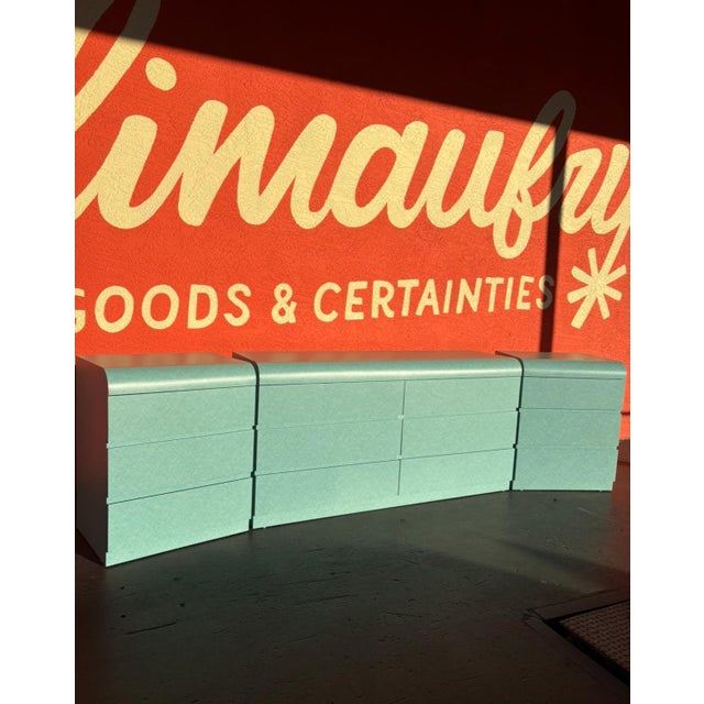 Late 20th Century Postmod Aqua Nightstand Pair For Sale - Image 5 of 8