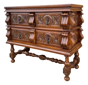 Spanish Baroque Style Carved Walnut Chest of Drawers, 1940s