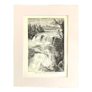 Antique 1874 Wood Engraving "General View of Trenton Falls, From the Bank" NY