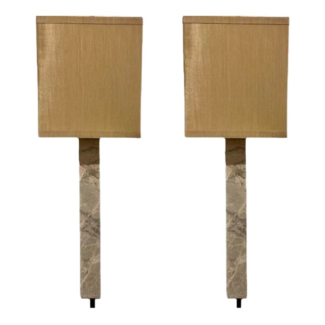 Modern Gray Marble Marco Wall Sconces Pair For Sale