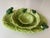 Adorable, Italian made, cabbage leaf, ceramic serving plate and bowls featuring little frog sculptures on side edges of...