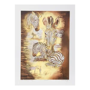 1970s "Zebra Motherhood Study" Lithograph by Caroline Schultz