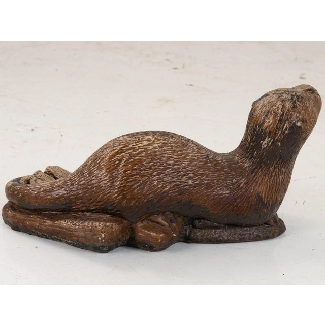 English Vintage Cast Stone Otter For Sale - Image 3 of 10