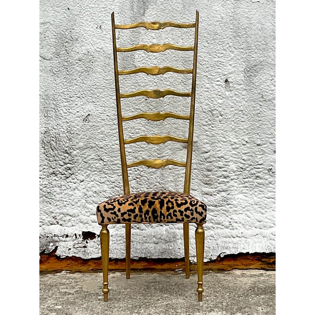 Boho Chic Vintage Gilt Ladderback Chair After Gio Ponti For Sale - Image 3 of 7