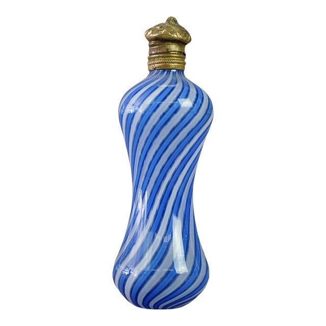 Antique Victorian Latticino Swirl Art Glass Perfume 19th Century For Sale