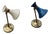 Italian Blue and Beige Table Lamps with Brass, 1950s, Set of 2 For Sale