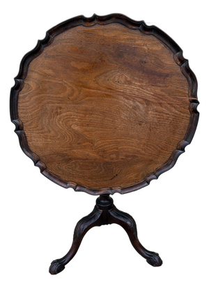 A Fine Antique George III Mahogany Carved Pie Crust Tilt Top Tea Table, 18th Century