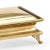 Small polished brass box with hinged lid and decorative detailed trim.