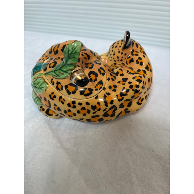 Ceramic Lynn Chase Jaguar Jungle Covered Jar For Sale - Image 7 of 12