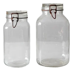 Vintage Italian Ermetico Glass Jars Pair