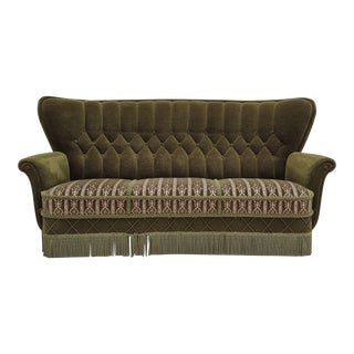 1960s, Danish Vintage 3 Pers. Sofa, Velour, Original Condition For Sale