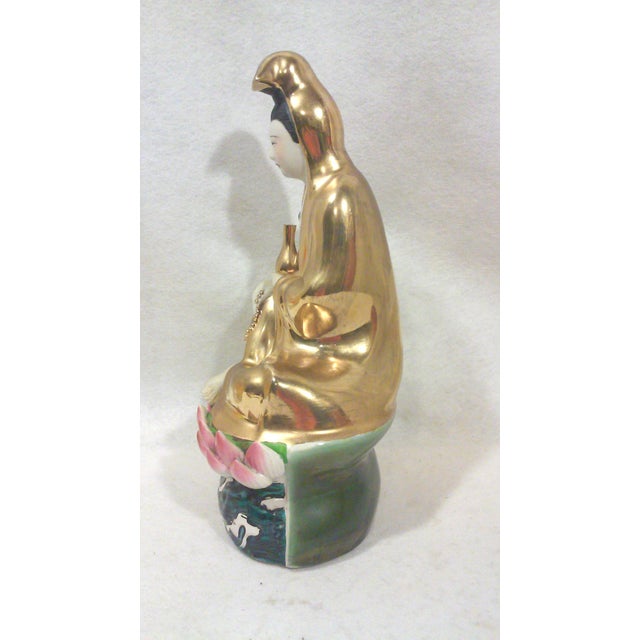 Chinoiserie Vintage Asian Modern Porcelain Goddess Statue For Sale - Image 3 of 7