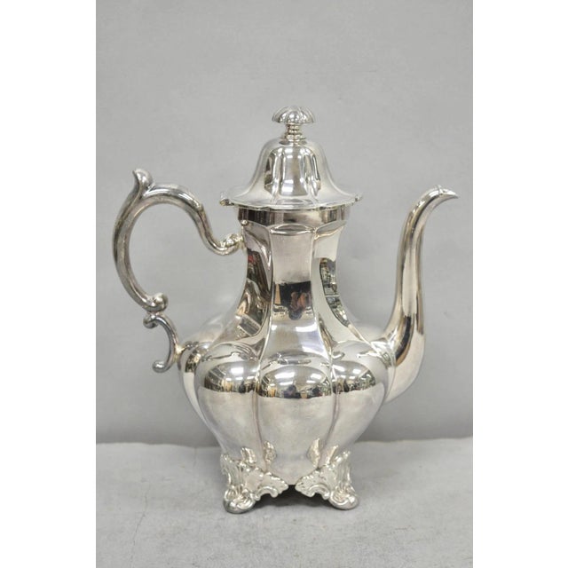 Vintage Victorian Silver Plated Bulbous Footed Tea Pot Tea Kettle For Sale - Image 12 of 13